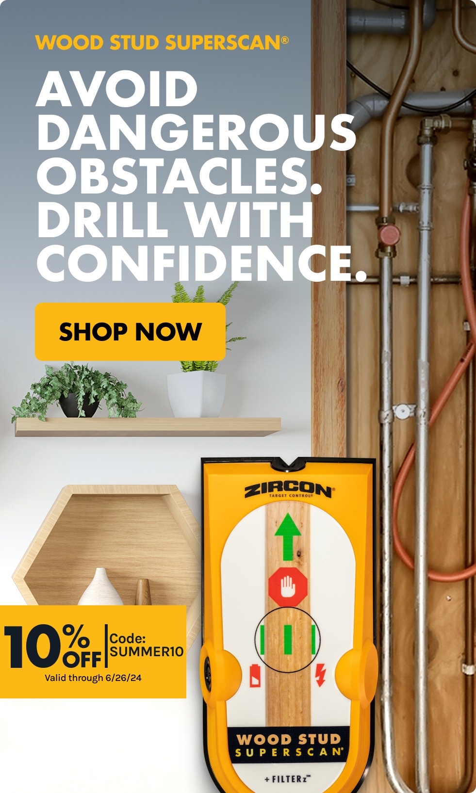 Wood Stud SuperScan: Avoid dangerous obstacles. Drill with confidence. 